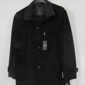 London Fog Black Wool Blend Pea Over Coat NEW $350 Wool Bland